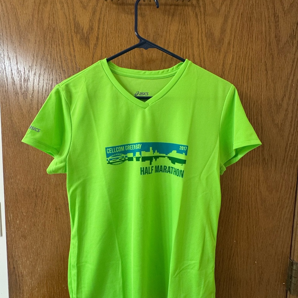 ASICS Neon Green V-Neck T-Shirt